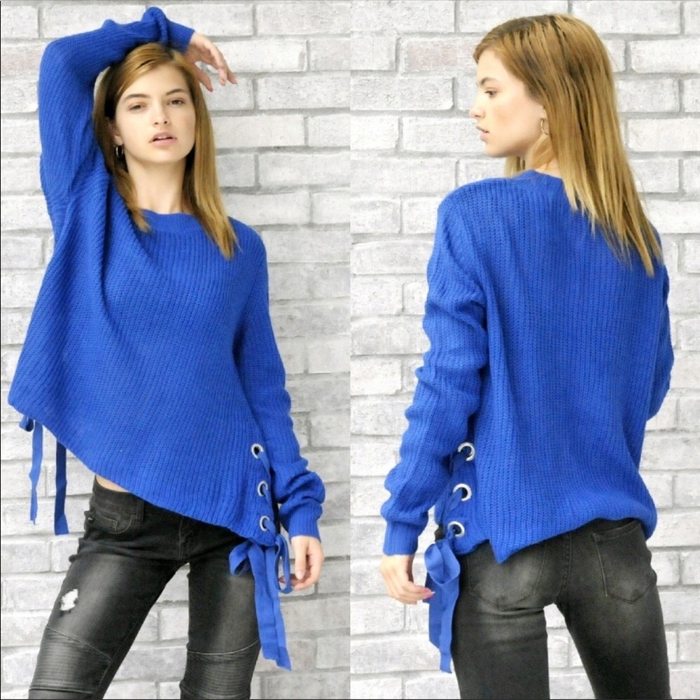 NEW! SIDE LACING SWEATER - Picture 3 of 3